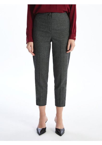 Yeni Sezon Beli Lastikli Kazayağı Desenli Kadın Pantolon modelleri