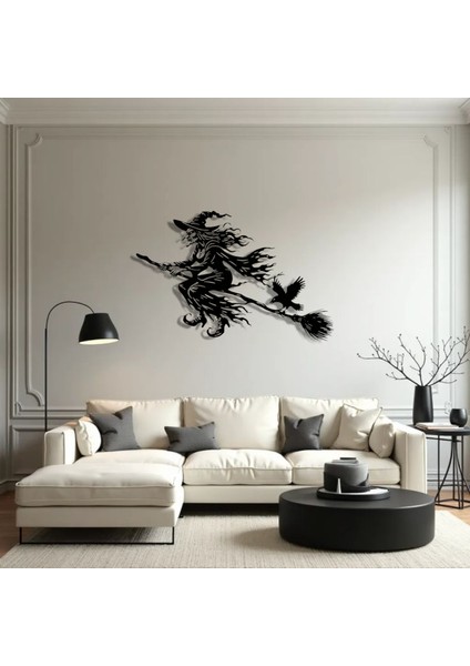 Uçan Cadı Metal Duvar Dekoru – Halloween Temalı Siluet Tasarımı fiyatları