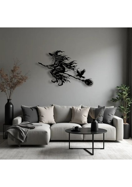 Uçan Cadı Metal Duvar Dekoru – Halloween Temalı Siluet Tasarımı modelleri