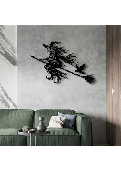 Uçan Cadı Metal Duvar Dekoru – Halloween Temalı Siluet Tasarımı fırsatları