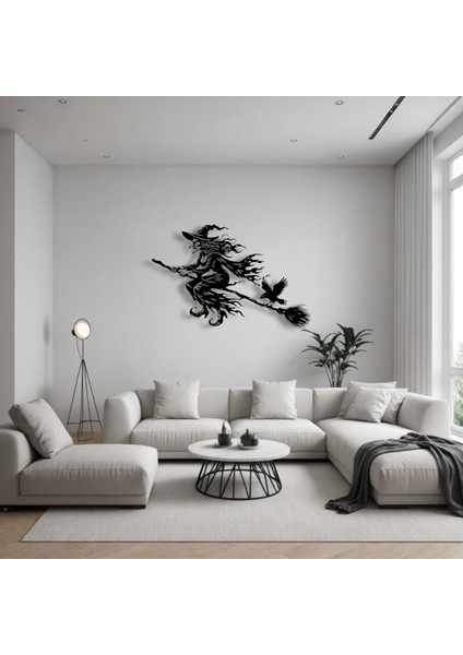 Uçan Cadı Metal Duvar Dekoru – Halloween Temalı Siluet Tasarımı indirimleri