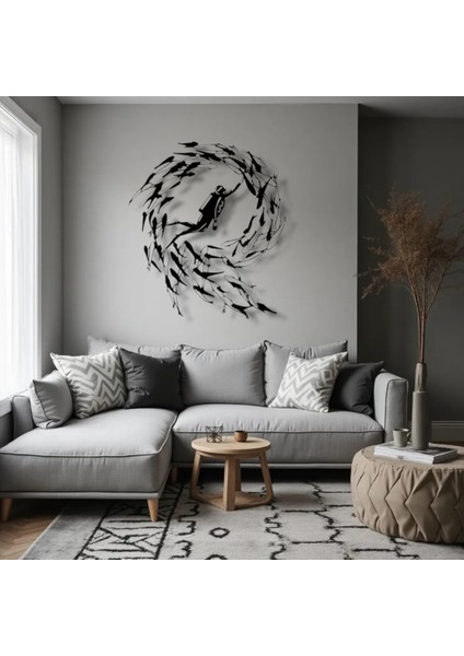 Dalgıç ve Balık Sürüsü Metal Duvar Dekoru – Deniz Tutkusunu Yansıtan Sanatsal Tasarım fiyatları