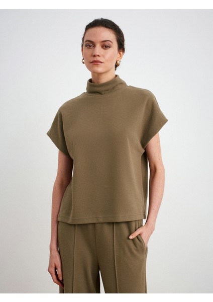 32148 Dik Yaka Örme Top-Açık Haki fiyatları