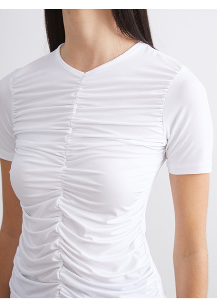 Yeni Sezon V Yaka Büzgülü Bluz modelleri