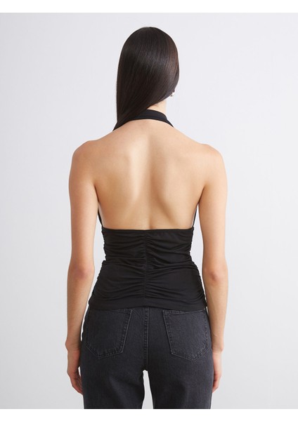 Yeni Sezon Dökümlü Halter Yaka Büzgülü Bluz fırsatları