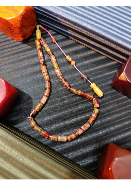 Sıkma Mozaik Kehribar Tesbih Kesme Kesim