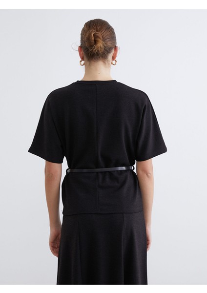 Yeni Sezon Bisiklet Yaka Beli Kemerli Bluz fırsatları