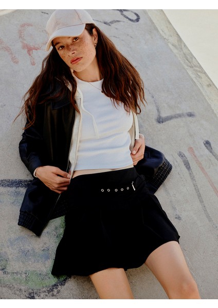 Yeni Sezon Beli Kemerli Dar Fit Kadın Pileli Etek