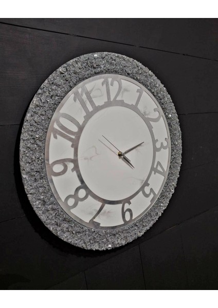 Duvar Saati - 50 cm - Modern Dekoratif Duvar Saati - Epoksi Duvar Saati - El Yapımı Duvar Saati - Gümüş Gri modelleri