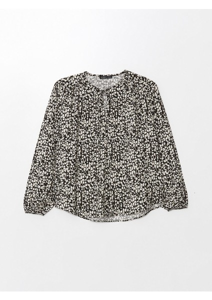 Yeni Sezon Bağlamalı Yaka Desenli Uzun Kollu Kadın Bluz indirimleri