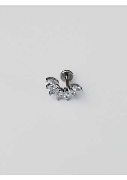 Oval Taş Detaylı ve Yay Şekilli Silver Piercing fiyatları
