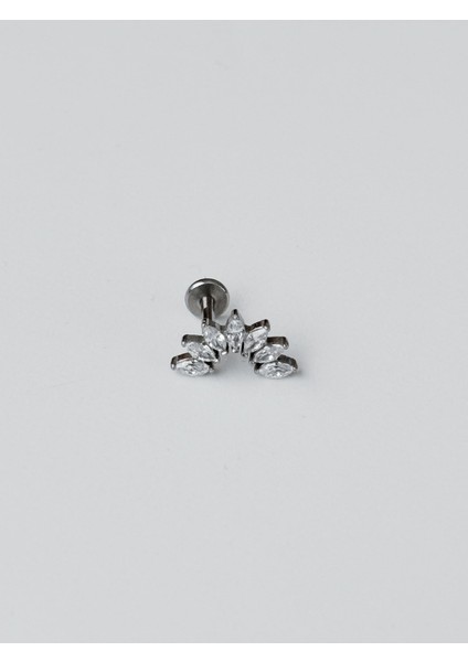 Oval Taş Detaylı ve Yay Şekilli Silver Piercing modelleri