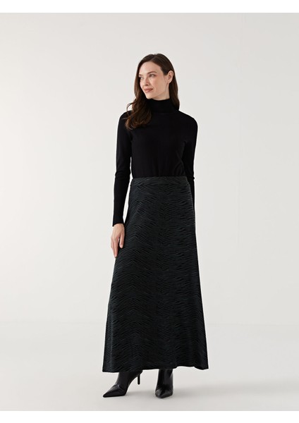 Yeni Sezon Beli Lastikli Desenli Kadın Etek