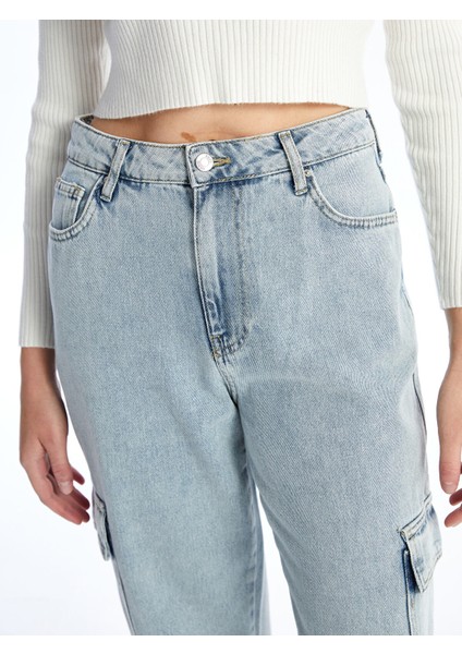 Yeni Sezon Straight Fit Kadın Kargo Jean Pantolon fırsatları