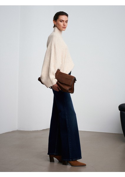 10817 Yarasa Kol Yün Karışımlı Triko Kazak-A.bej Mel.