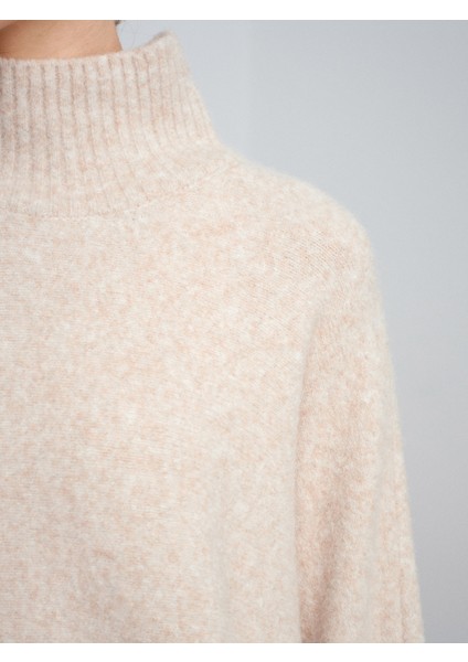 10817 Yarasa Kol Yün Karışımlı Triko Kazak-A.bej Mel. fırsatları