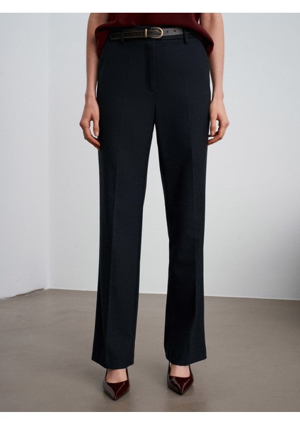 72208 Kemerli Melanjlı Kumaş Pantolon-Lacivert indirimleri