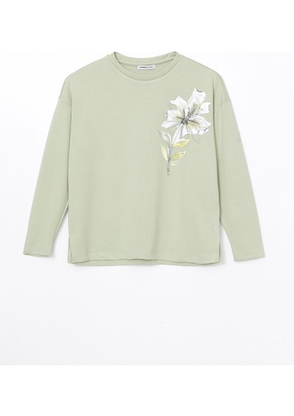 Yeni Sezon Bisiklet Yaka Çiçekli Kadın Bluz indirimleri