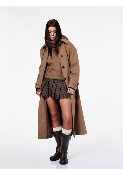 x Şahika Ercümen - Pileli Mini Ekose Etek