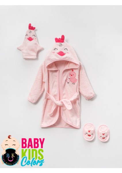 Kutulu 4 Parça Civciv Kapşonlu %100 Pamuk Bebek Bornoz Takımı modelleri