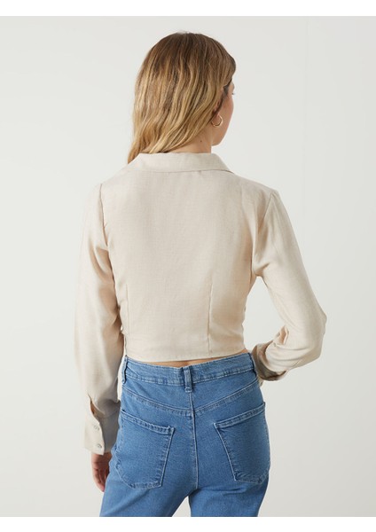 Yeni Sezon Kruvaze Yaka Saten Kadın Bluz fırsatları