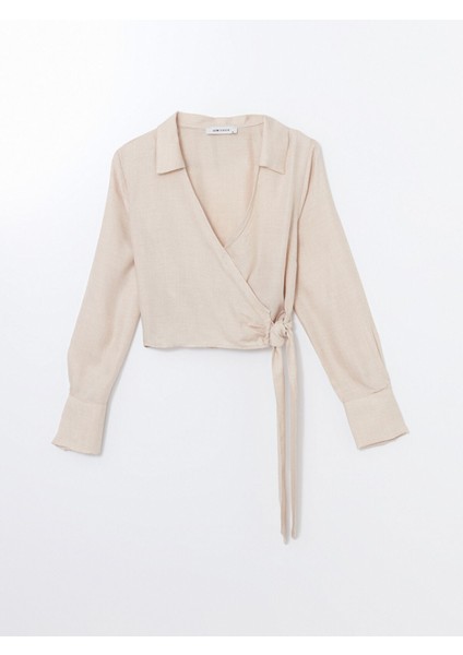 Yeni Sezon Kruvaze Yaka Saten Kadın Bluz indirimleri