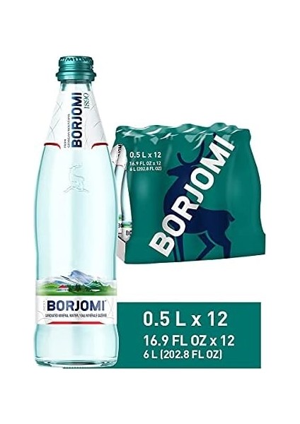 Borjomi Doğal Zengin Mineralli Su 500ML x 12 (Cam Şişe)