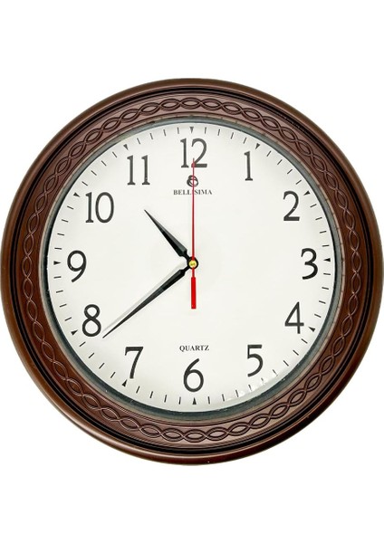 BL-1059 Serisi Klasik Kadran Sessiz Akar 30 cm Duvar Saati Kırmızı