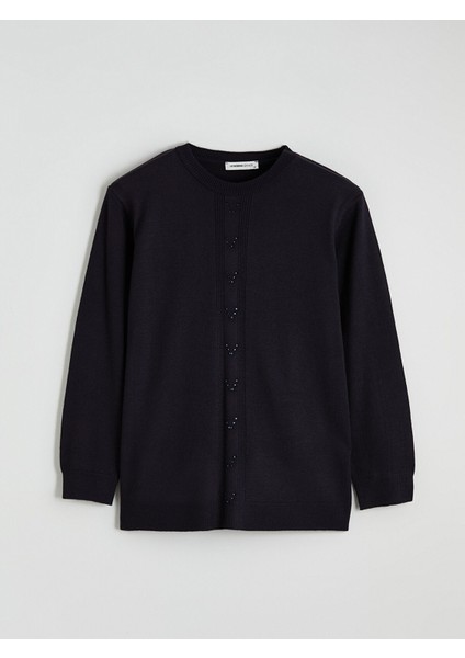 Yeni Sezon Bisiklet Yaka Taşlı Kadın Triko Kazak indirimleri