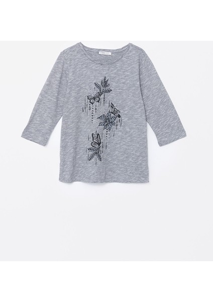 Yeni Sezon Bisiklet Yaka Baskılı Kadın Tişört indirimleri