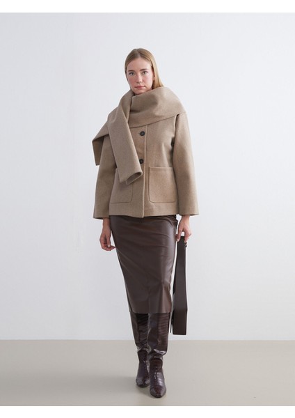 Yeni Sezon Çıkarılabilir Şal Yaka Kadın Kaşe Kaban fiyatları