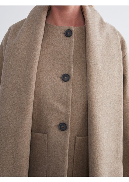 Yeni Sezon Çıkarılabilir Şal Yaka Kadın Kaşe Kaban modelleri