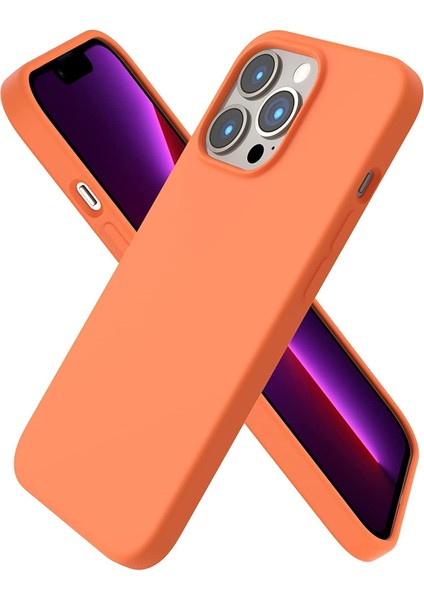 13 Pro Max Kılıf 6.7" Içi Kadife Lansman Silikon Kılıf Şok Emici Full Kasa Koruma Sağlayan Kılıf (Turuncu)