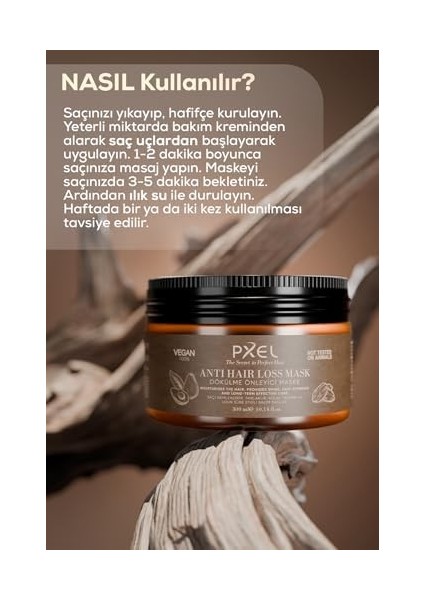 Pxel Dökülme Önleyici Saç Maskesi 300 ml | Zayıflayan Incelen ve Dökülen Saçlar | Vegan Saç Maskesi modelleri