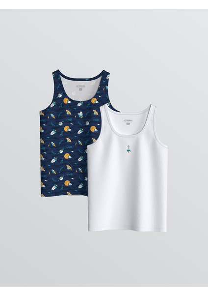 Yeni Sezon Bisiklet Yaka Erkek Çocuk Atlet 2'li