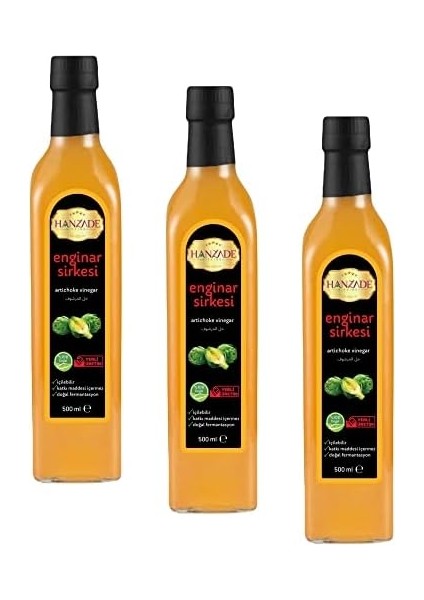 Hanzade Bitkisel Enginar Sirkesi 500 ml x 3 Adet Doğal Fermantasyon Içilebilir Katkısız Cam Şişe fiyatları