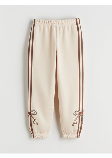 Yeni Sezon Beli Lastikli Fiyonk Baskılı Kız Çocuk Eşofman Alt 2'li fırsatları