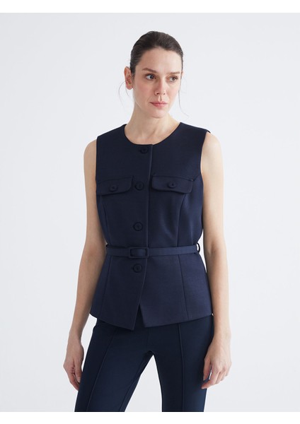 Yeni Sezon Bisiklet Yaka Beli Kemerli Kadın Yelek