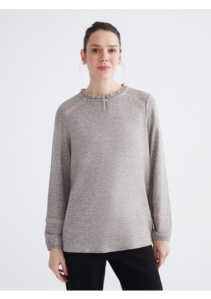 Yeni Sezon Fırfırlı Bisiklet Yaka Bluz