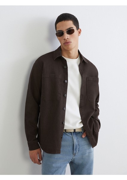 Yeni Sezon Standart Kalıp Gömlek Yaka Erkek Jean Ceket
