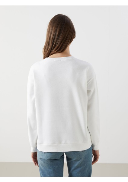 Yeni Sezon Bisiklet Yaka Paris Baskılı Kadın Kalın Sweatshirt fırsatları