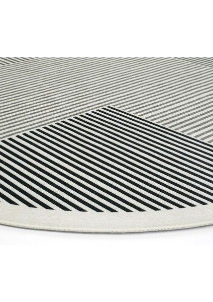 Pratico Gri Yuvarlak Halı Dijital Baskı Geometrik Desen Yumuşak Kaymaz Taban Yıkanan Mutfak Halısı indirimleri