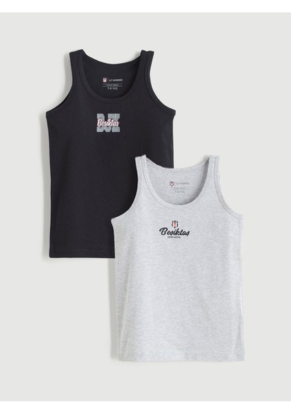 Yeni Sezon Bisiklet Yaka Beşiktaş Baskılı Erkek Çocuk Atlet 2'li