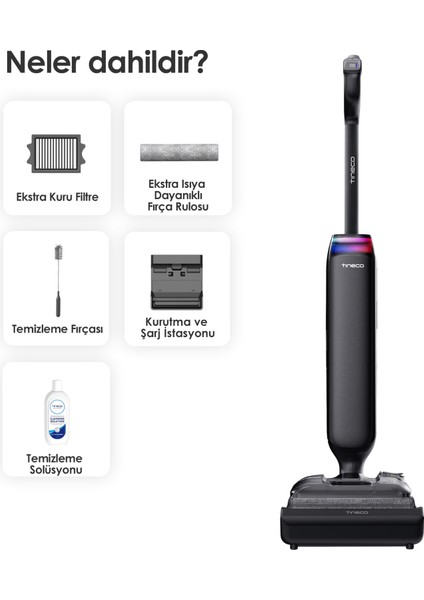 Floor One S9 Artist Neo Kablosuz Akıllı Islak Kuru Süpürge, Zemin Temizleyici Paspas, 22KPA Güçlü Emiş, iloop Akıllı Emiş, Hyperstretch 180° Yatırılabilir Tasarım