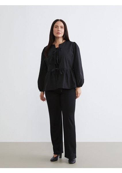 Yeni Sezon Büyük Beden Fiyonk Bağlama Detaylı Kadın Gömlek fiyatları