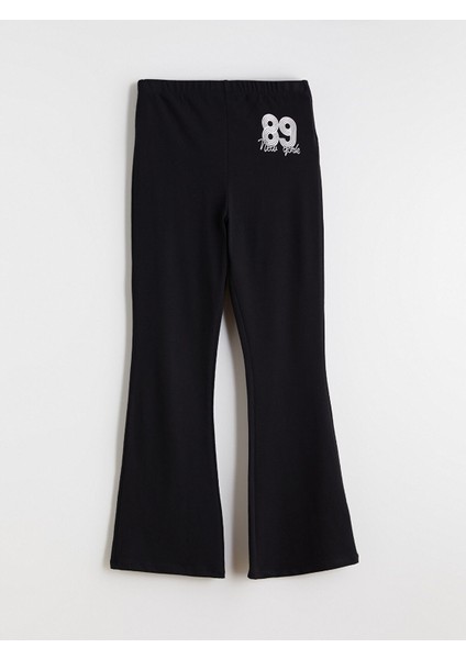 Yeni Sezon New York Baskılı Ispanyol Paça Kız Çocuk Tayt