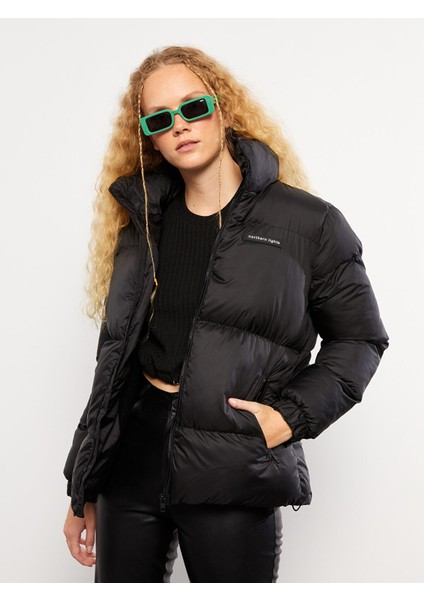 Yeni Sezon Dik Yaka Baskılı Uzun Kollu Kadın Şişme Mont modelleri