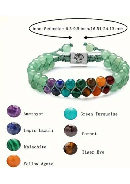 Doğal Taş 7 Çakra Bileklik – Ayarlanabilir Örgü Tasarım – Aventurin & Chakra Enerji Taşları modelleri