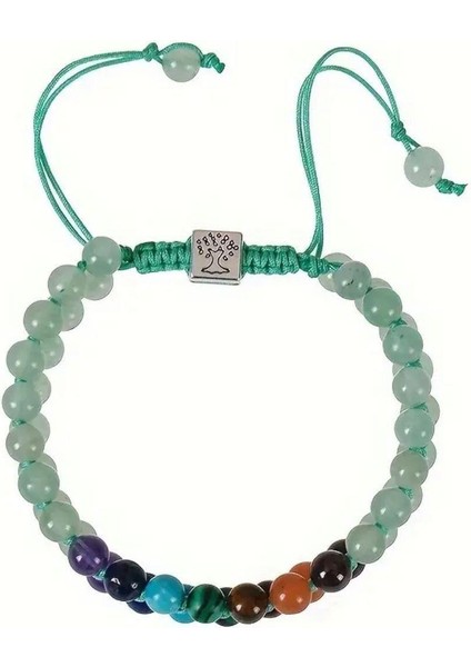 Doğal Taş 7 Çakra Bileklik – Ayarlanabilir Örgü Tasarım – Aventurin & Chakra Enerji Taşları fırsatları