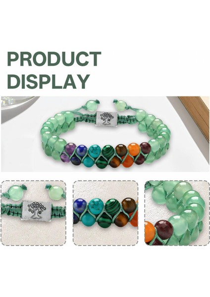 Doğal Taş 7 Çakra Bileklik – Ayarlanabilir Örgü Tasarım – Aventurin & Chakra Enerji Taşları indirimleri